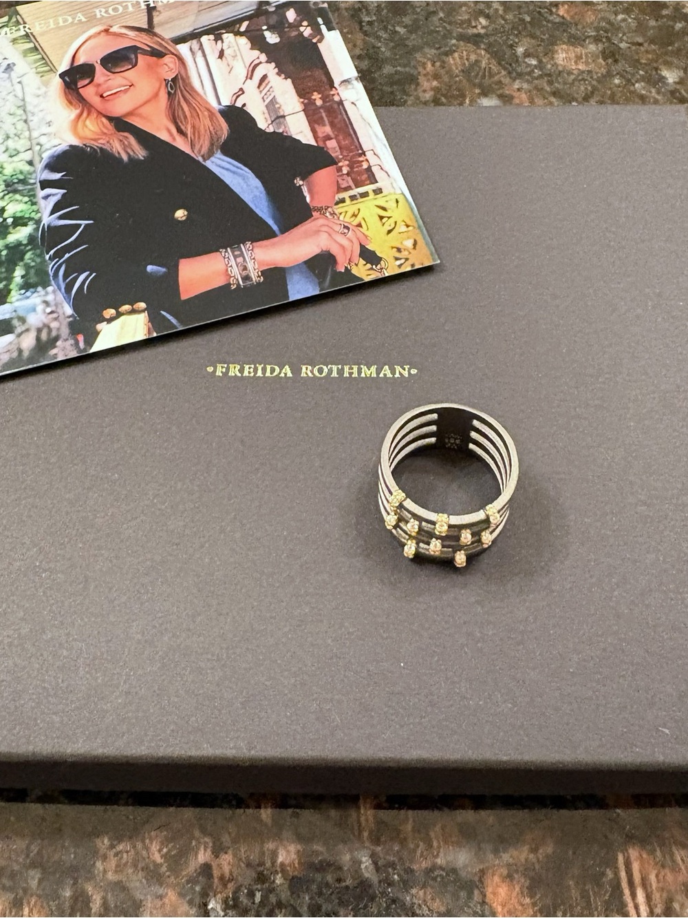 Freida Rothman Industrial Finish Cobblestone Cage Ring